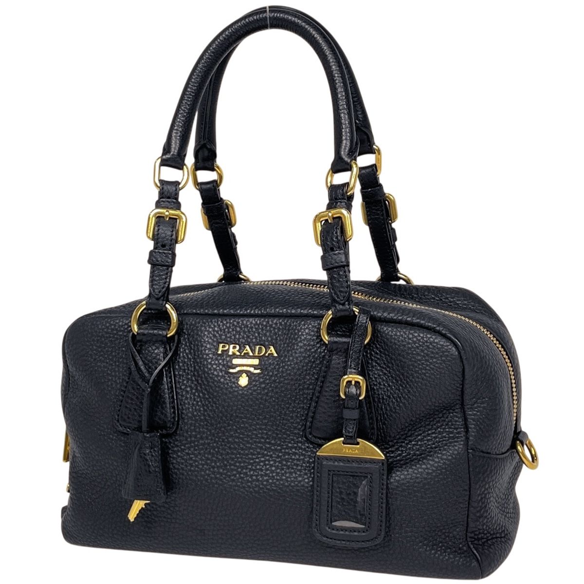 Prada Logo Shoulder Bag Leather Nero