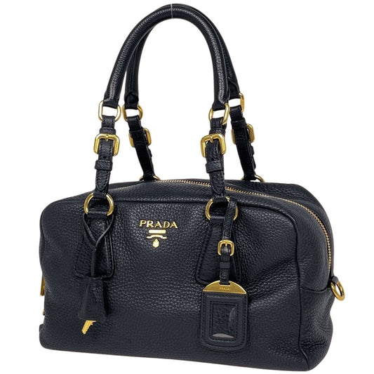 Prada Logo Shoulder Bag Leather Nero