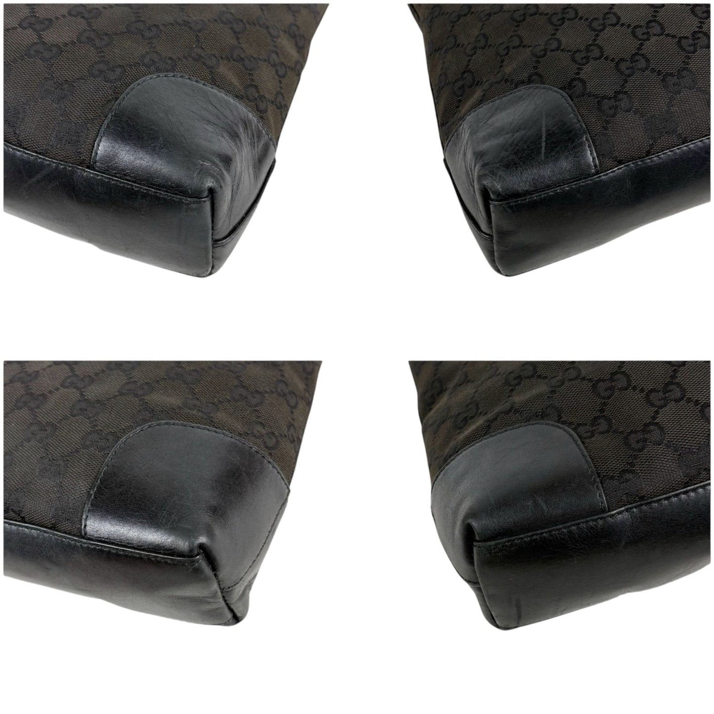 Gucci GG Canvas Shoulder Bag Black Leather — view 6