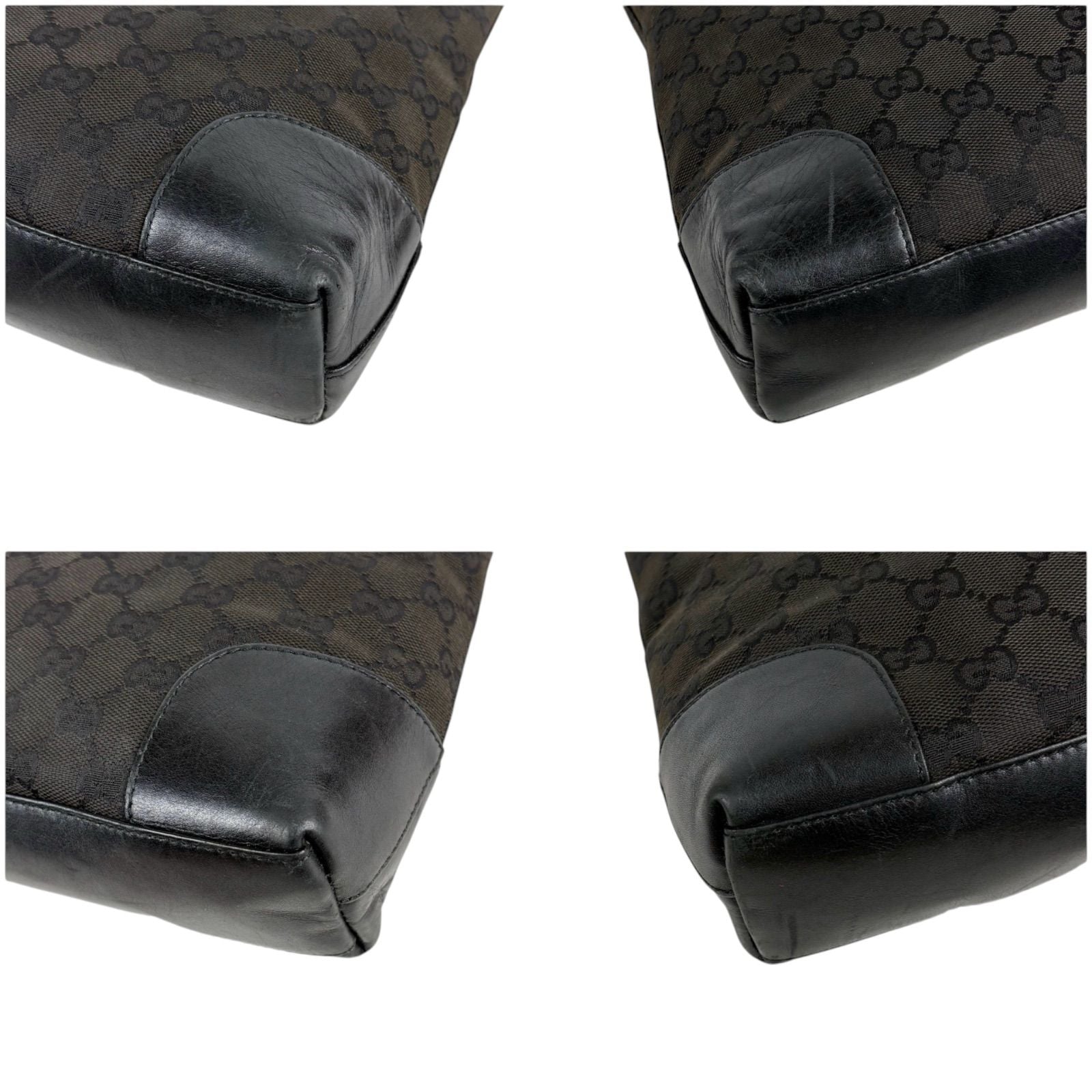Gucci GG Canvas Shoulder Bag Black Leather — view 6
