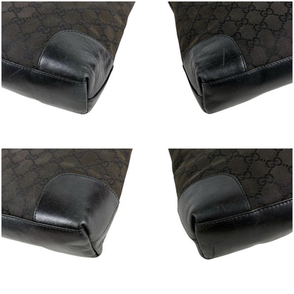 Gucci GG Canvas Shoulder Bag Black Leather — view 6