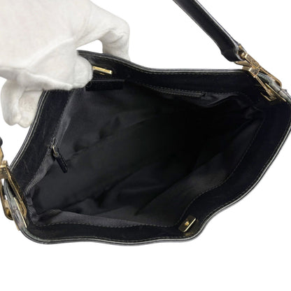 Gucci GG Canvas Shoulder Bag Black Leather — view 9