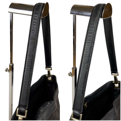 Gucci GG Canvas Shoulder Bag Black Leather — view 7