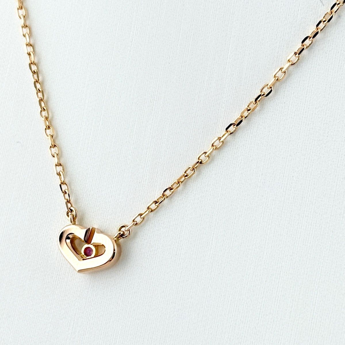 Cartier Heart Necklace PG Pink Gold Pendant Sapphire