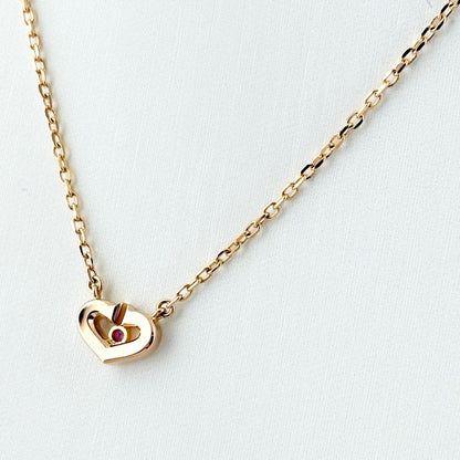 Cartier Heart Necklace PG Pink Gold Pendant Sapphire