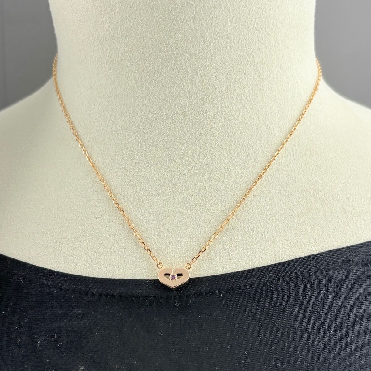 Cartier Heart Necklace PG Pink Gold Pendant Sapphire — view 3