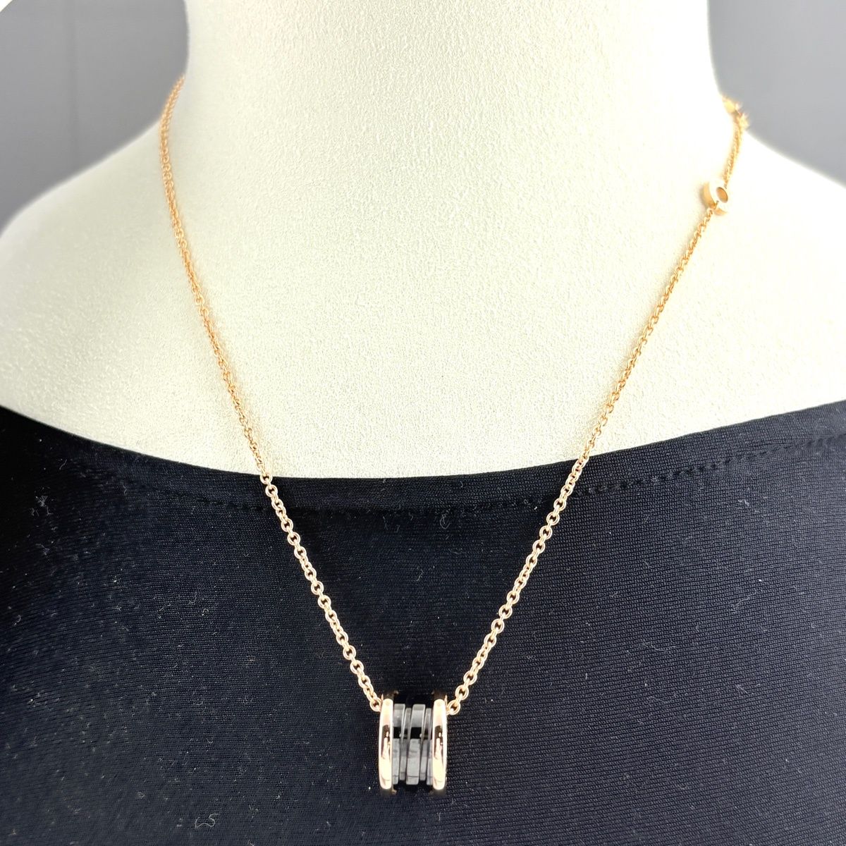 Bvlgari B-zero One Necklace PG Pink Gold Pendant Pave Diamond Ceramic — view 3