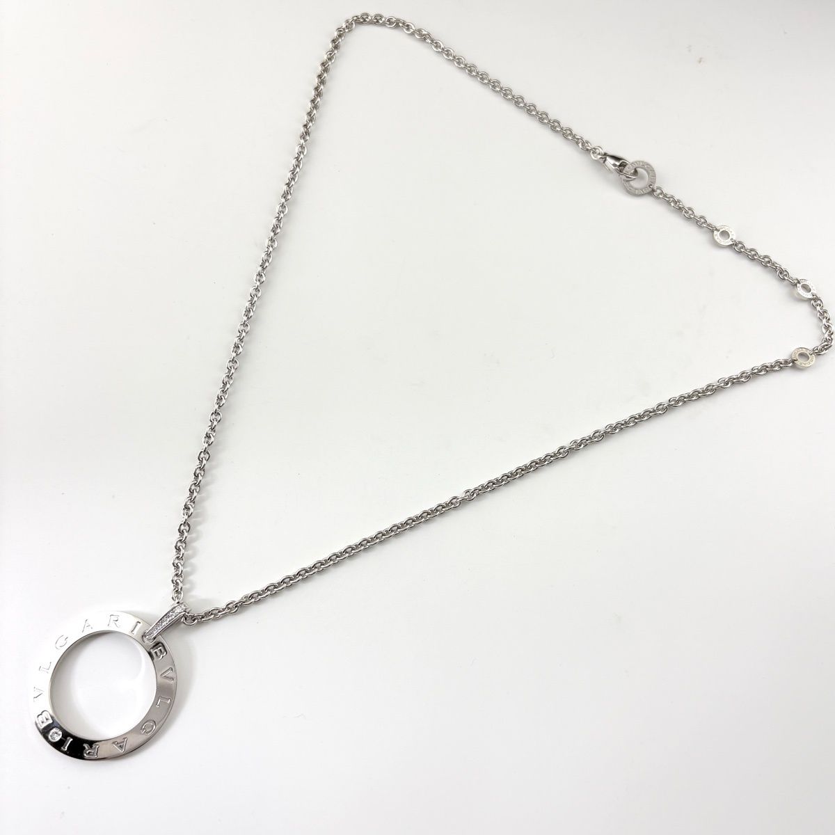 Bvlgari Logo Circle Diamond Necklace Pendant Pave — view 5