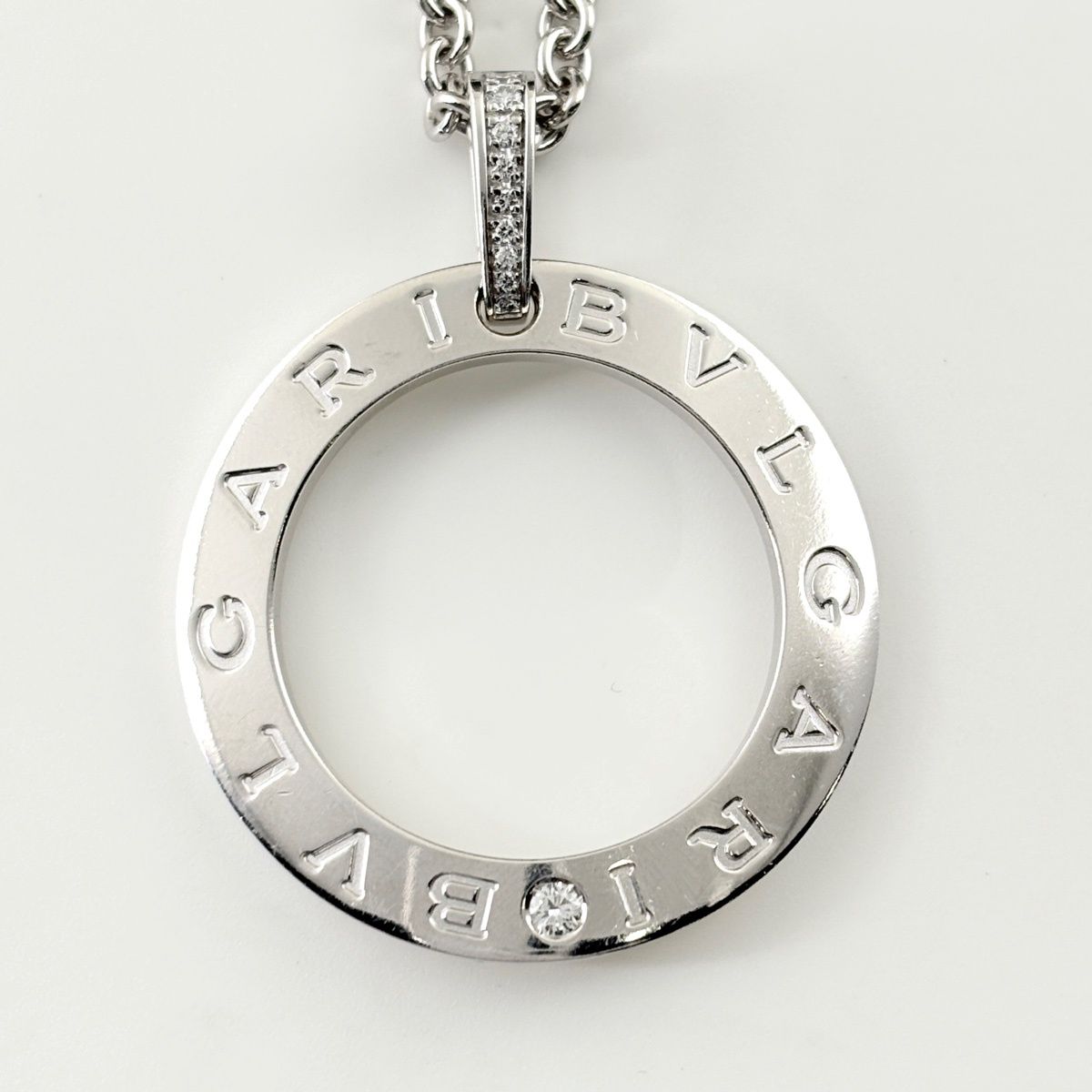 Bvlgari Logo Circle Diamond Necklace Pendant Pave — view 4