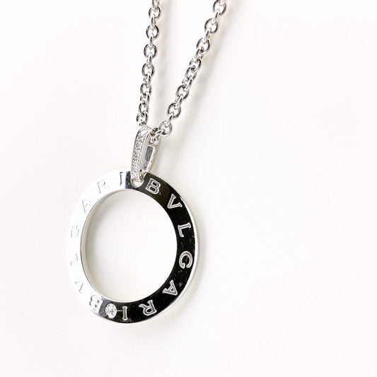 Bvlgari Logo Circle Diamond Necklace Pendant Pave