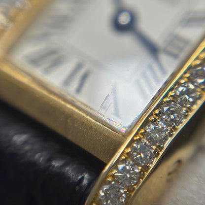 Cartier Tank Mini Watch YG Diamond Leather Quartz Silver — view 5