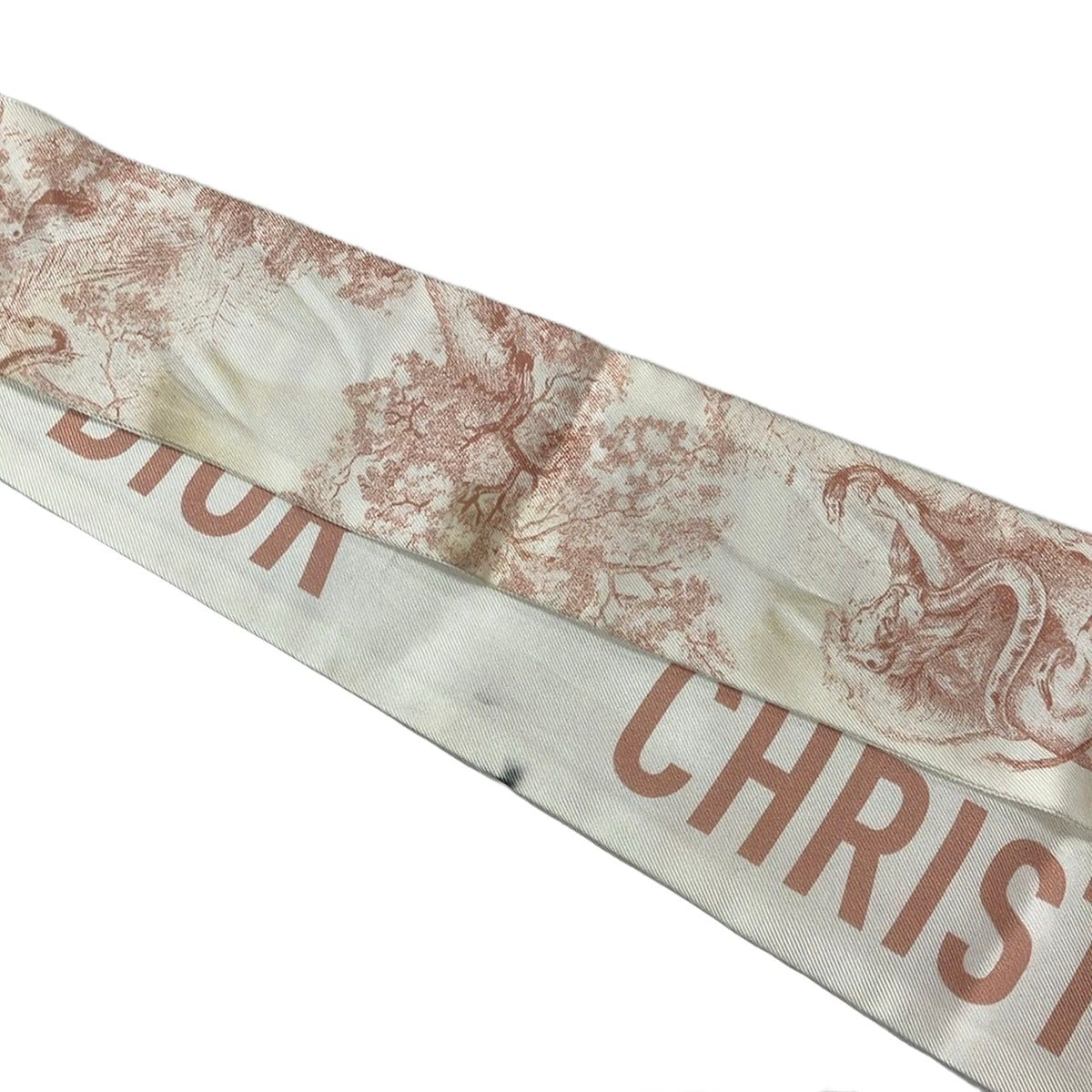 Dior Scarf Ivory Pink Beige Ribbon — view 3