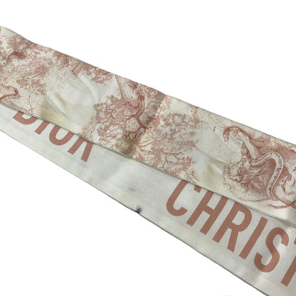 Dior Scarf Ivory Pink Beige Ribbon — view 3