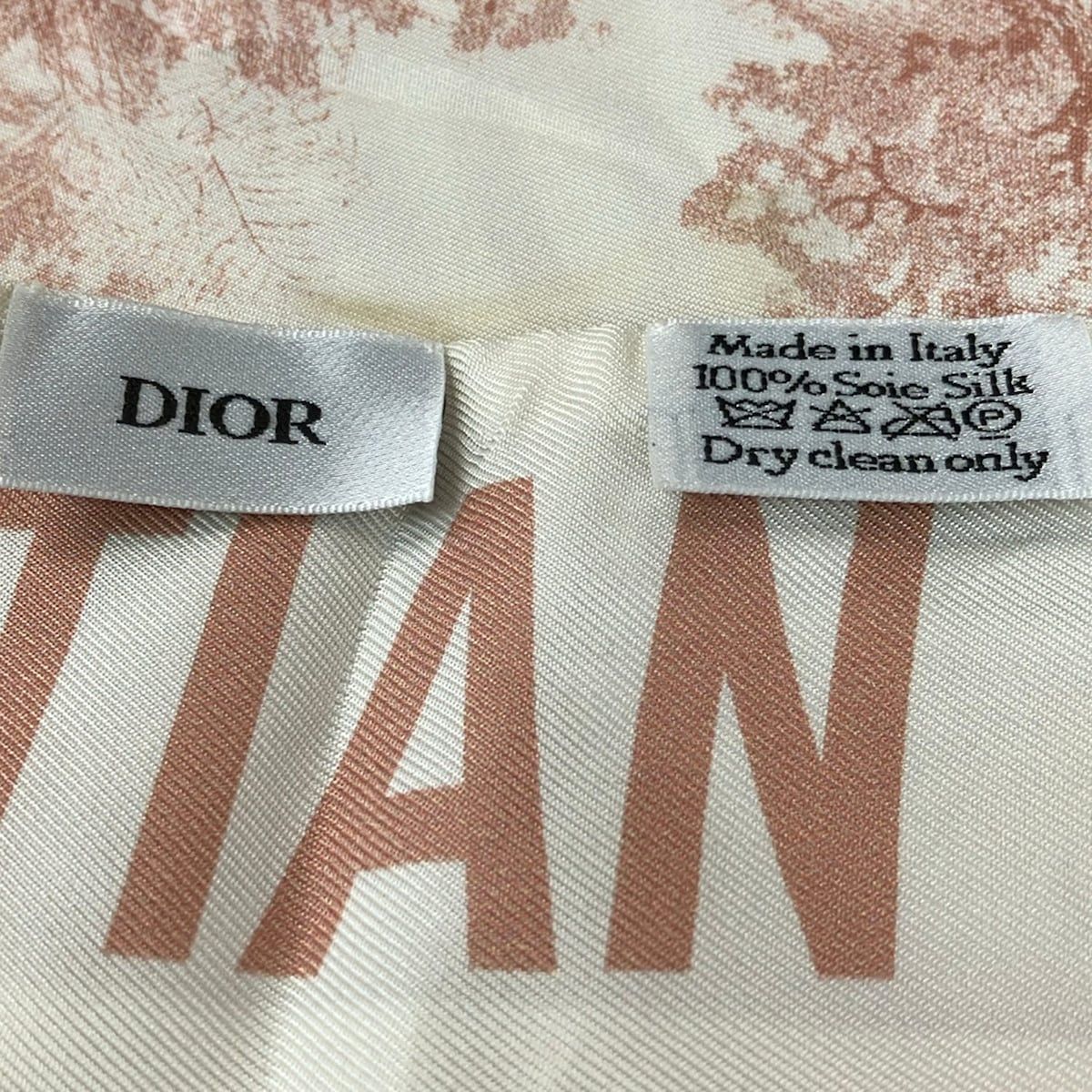 Dior Scarf Ivory Pink Beige Ribbon — view 2
