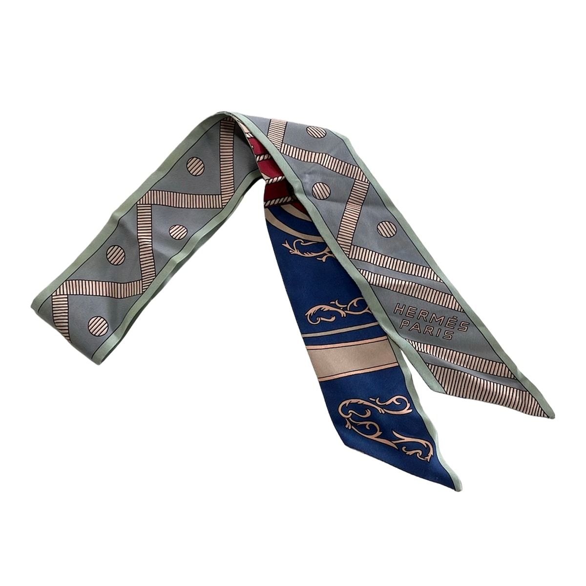 Hermes Scarf Tiri Gray Blue Multi Balade en Berline