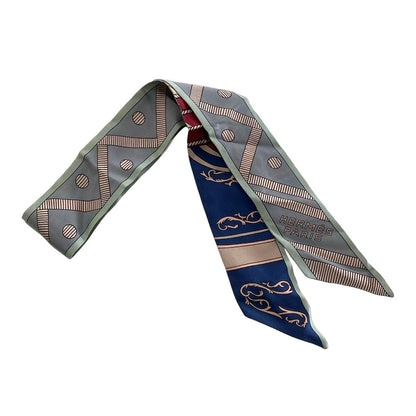 Hermes Scarf Tiri Gray Blue Multi Balade en Berline