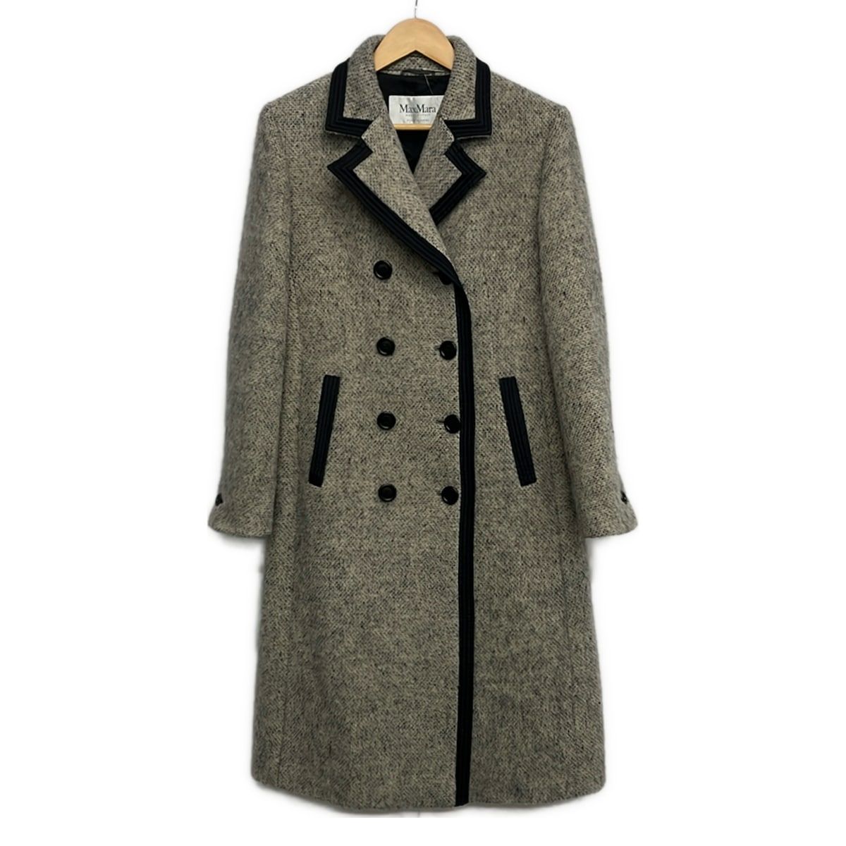 Max Mara Coat 42 Gray Black Virgin Wool