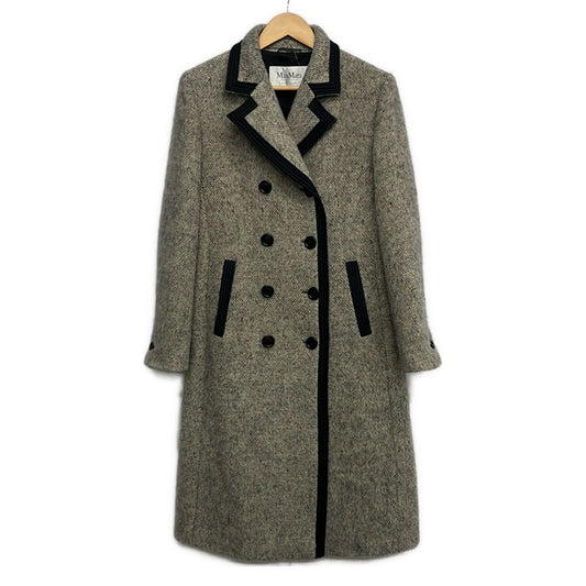 Max Mara Coat 42 Gray Black Virgin Wool