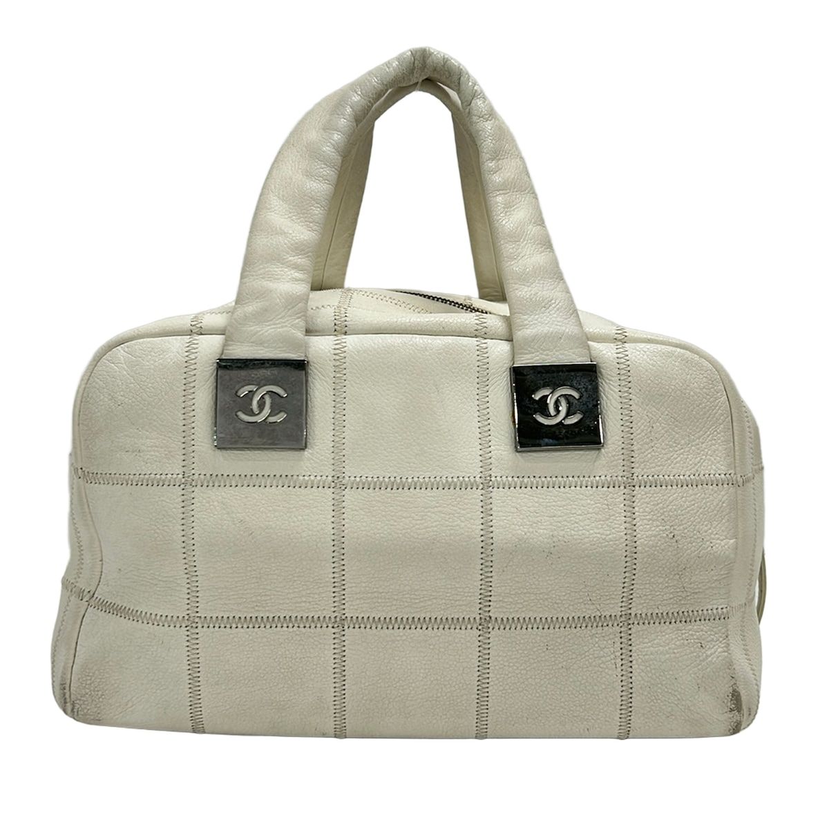Chanel Handbag Choco Bar Stitch Ivory Silver — view 3