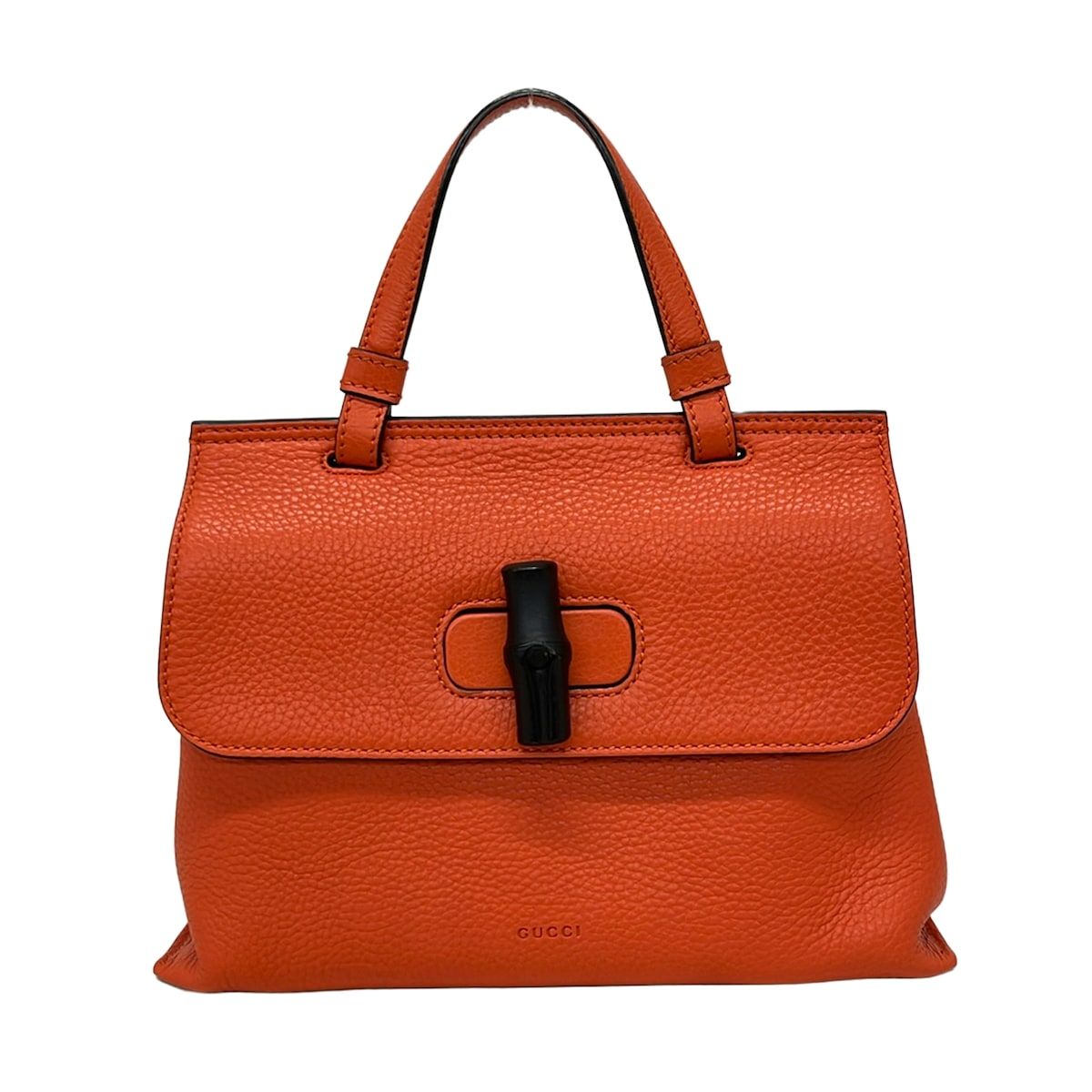 Gucci Handbag Bamboo Daily Orange Leather