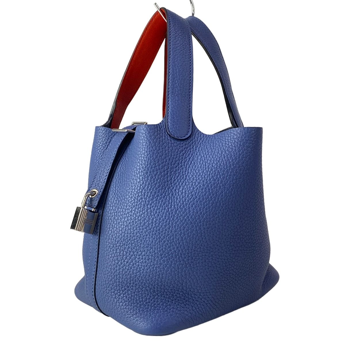 Hermes Handbag Picotin Lock Eclat PM 16 Blue Brighton Capucines Silver