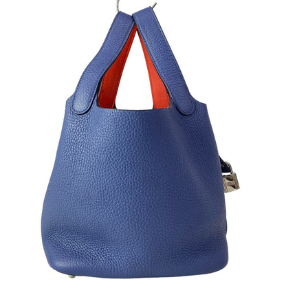 Hermes Handbag Picotin Lock Eclat PM 16 Blue Brighton Capucines Silver — view 3