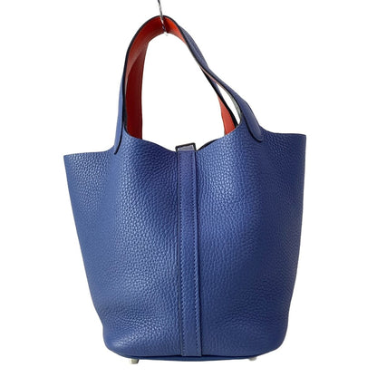 Hermes Handbag Picotin Lock Eclat PM 16 Blue Brighton Capucines Silver — view 4