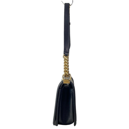 Chanel Shoulder Bag Body 25 Black Gold Chain Metallic Leather — view 4