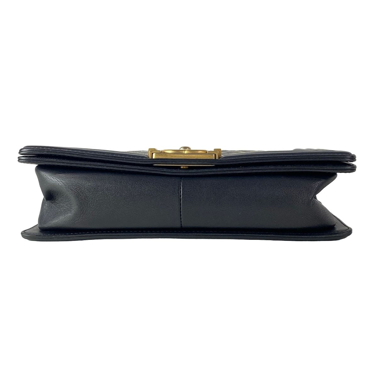 Chanel Shoulder Bag Body 25 Black Gold Chain Metallic Leather — view 5