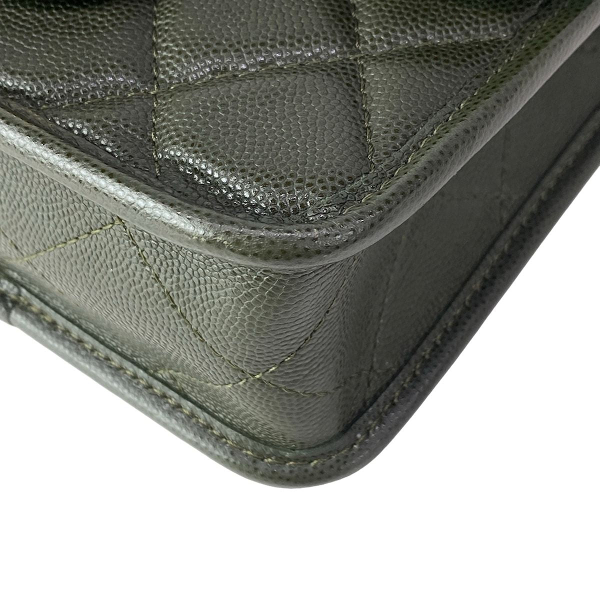 Chanel Shoulder Bag Small Top Handle Flap Quilted Dark Green — view 6