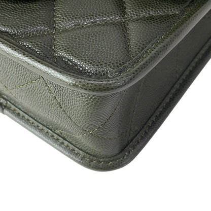 Chanel Shoulder Bag Small Top Handle Flap Quilted Dark Green — view 6