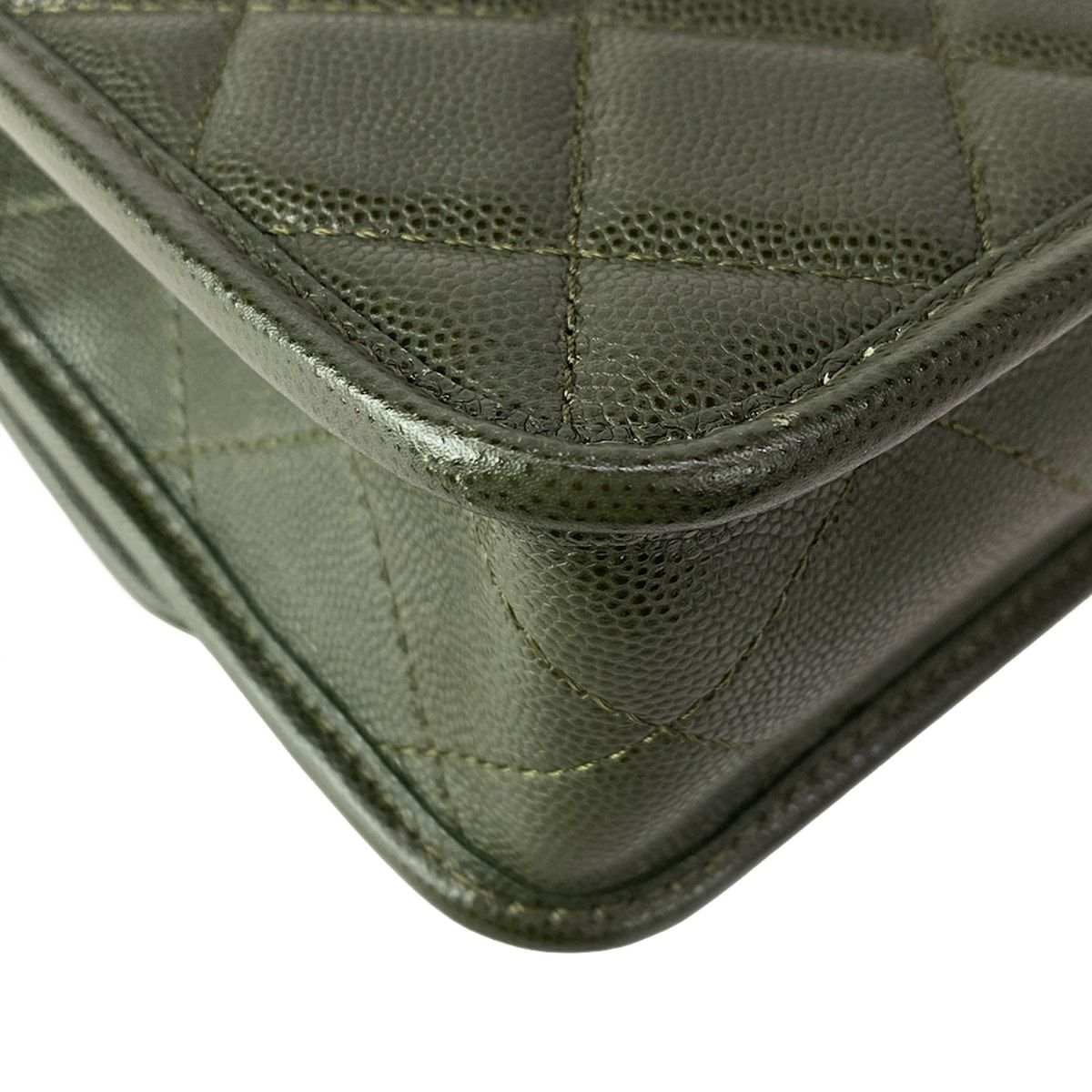 Chanel Shoulder Bag Small Top Handle Flap Quilted Dark Green — view 9