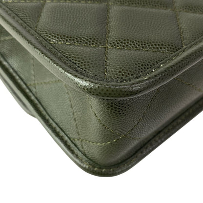 Chanel Shoulder Bag Small Top Handle Flap Quilted Dark Green — view 9