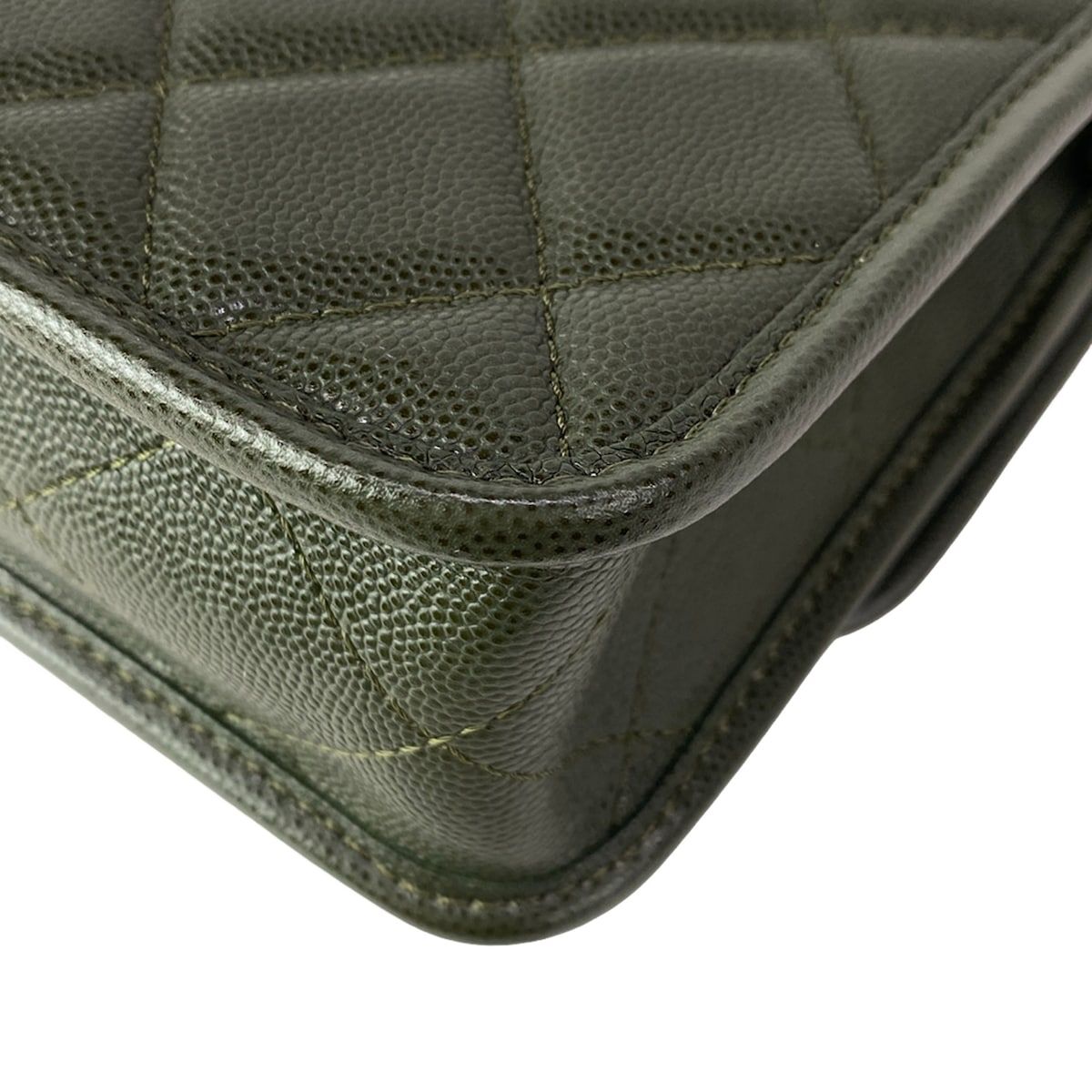 Chanel Shoulder Bag Small Top Handle Flap Quilted Dark Green — view 8