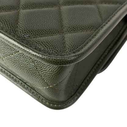 Chanel Shoulder Bag Small Top Handle Flap Quilted Dark Green — view 8