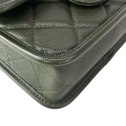 Chanel Shoulder Bag Small Top Handle Flap Quilted Dark Green — view 7