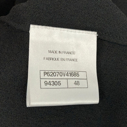Chanel Sleeveless Top 48 XL Black Crew Neck Silk Ruffle — view 5
