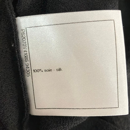 Chanel Sleeveless Top 48 XL Black Crew Neck Silk Ruffle — view 4