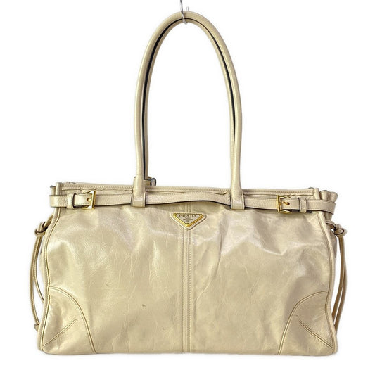 Prada Shoulder Bag Boni Large Leather Beige Vintage Style