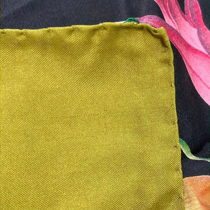Gucci Scarf Dark Navy Khaki Multi Floral Pattern — view 4