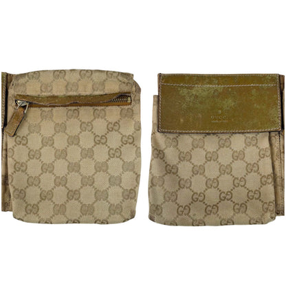Gucci GG Canvas Waist Pouch Cross Belt Bag Sherry Line Beige Gold — view 4