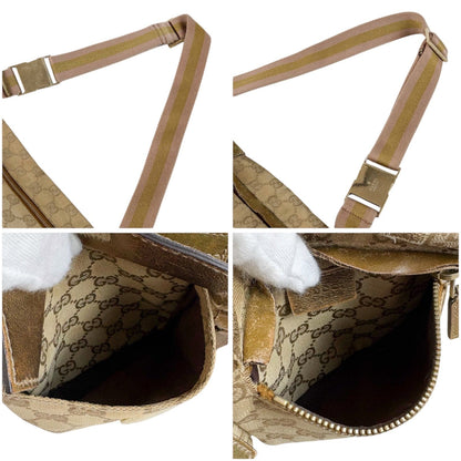 Gucci GG Canvas Waist Pouch Cross Belt Bag Sherry Line Beige Gold — view 8