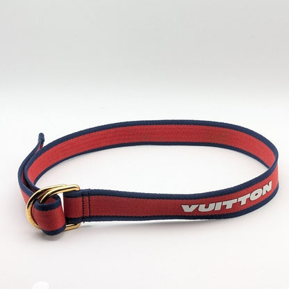 Louis Vuitton Logo Stripe Cotton Belt Red Navy