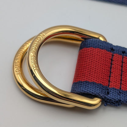 Louis Vuitton Logo Stripe Cotton Belt Red Navy — view 5