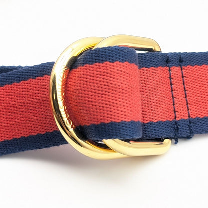 Louis Vuitton Logo Stripe Cotton Belt Red Navy — view 3