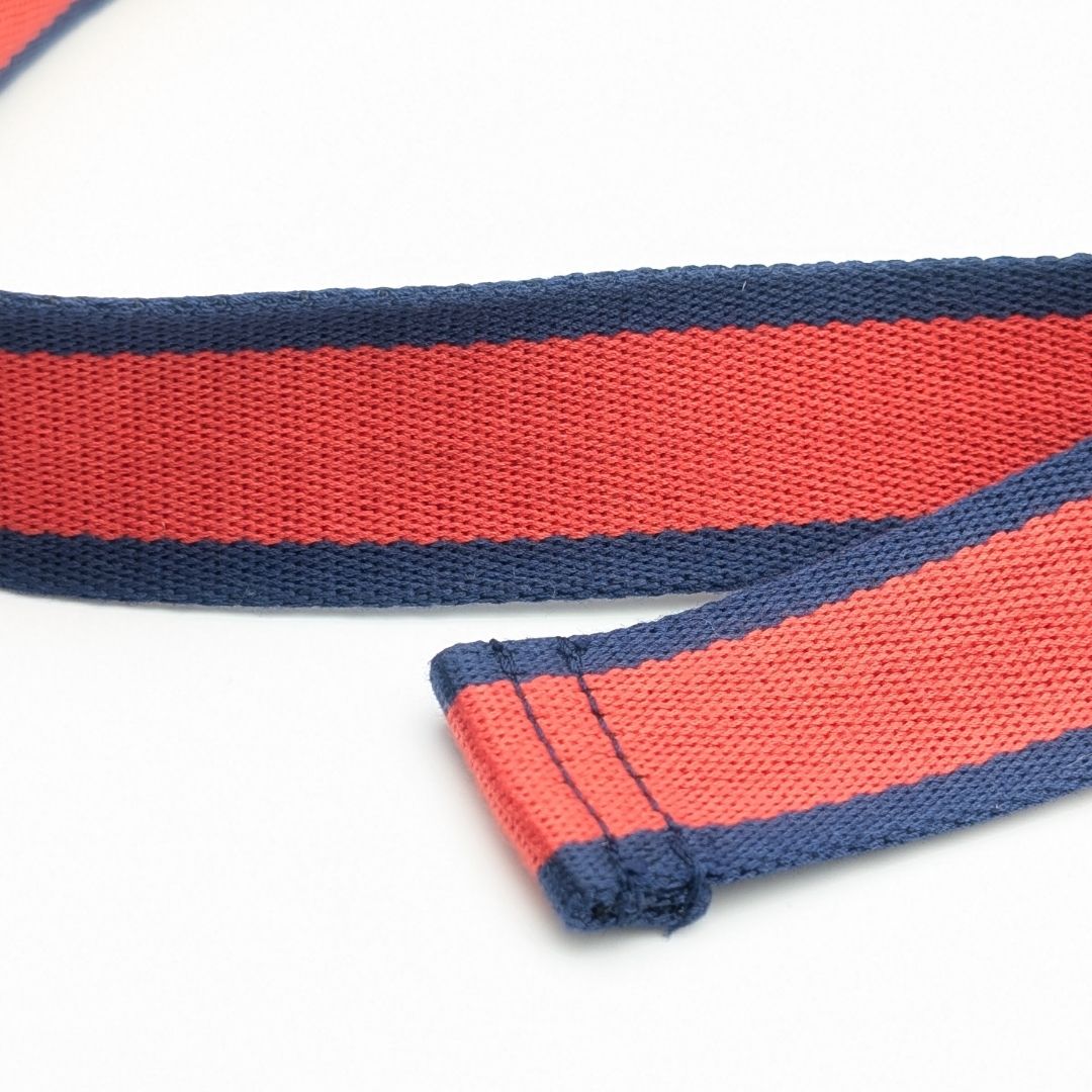 Louis Vuitton Logo Stripe Cotton Belt Red Navy — view 4