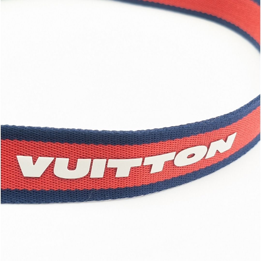 Louis Vuitton Logo Stripe Cotton Belt Red Navy — view 2