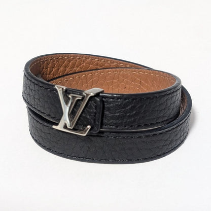 Louis Vuitton Bracelet LV Logo Leather Black