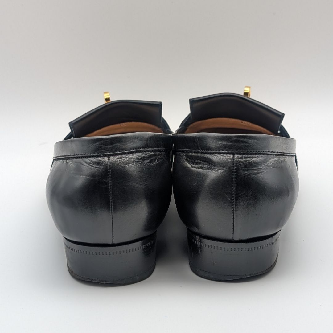 Hermes Kelly Leather Black Pumps Gold Heel — view 4