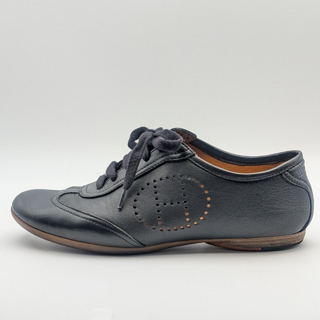 Hermes Evelyne Sneakers Leather Perforated Black — view 2